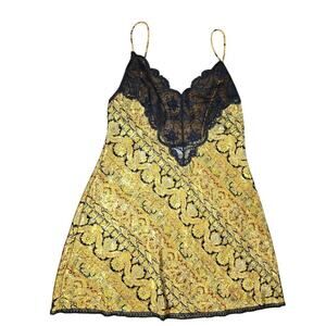 Vintage Val Mode Satin & Lace Slip Dress M 90s Y2K Coquette Lingerie Nightgown